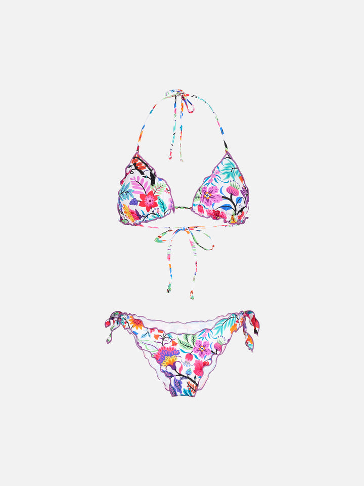 Sagittarius floral print triangle bikini top
