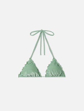 Sagittarius triangle bikini top in silver velvet