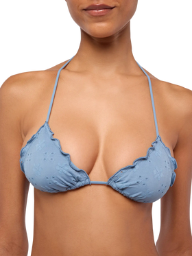 Sagittarius classic avio blue Sangallo lace triangle top - MC2 Saint Barth