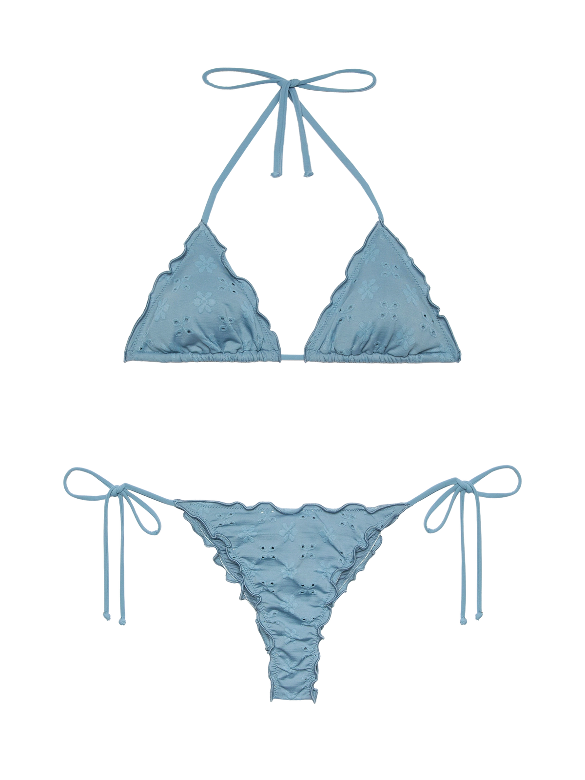 Miami Sangallo lace cheeky swim briefs - Sagittarius classic avio blue Sangallo lace triangle top - MC2 Saint Barth