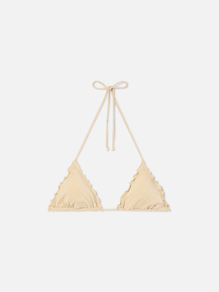 Damen klassisches Strand-Top in Dreiecksform aus goldfarbenem Lurex Sagittarius 