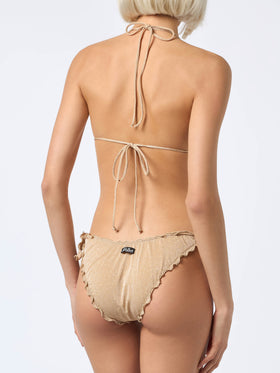 Bikini de triángulo clásico de lúrex dorado para mujer Sagittarius Moon 