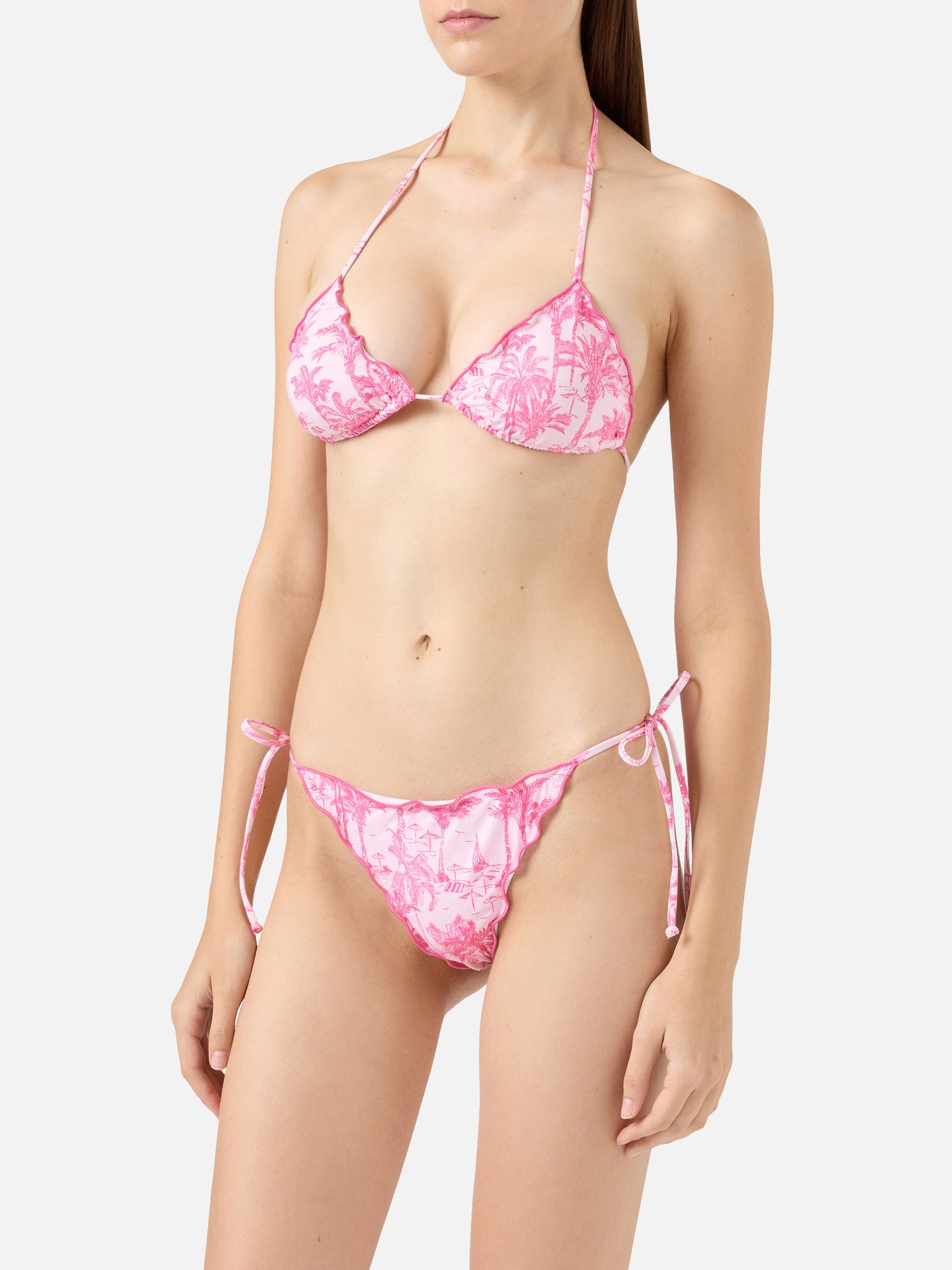 Bikini triangular clásico Sagittarius Miami con estampado Toile de Jouy 