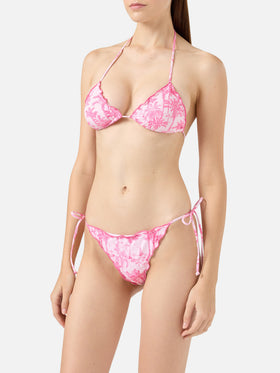 Bikini triangular clásico Sagittarius Miami con estampado Toile de Jouy 