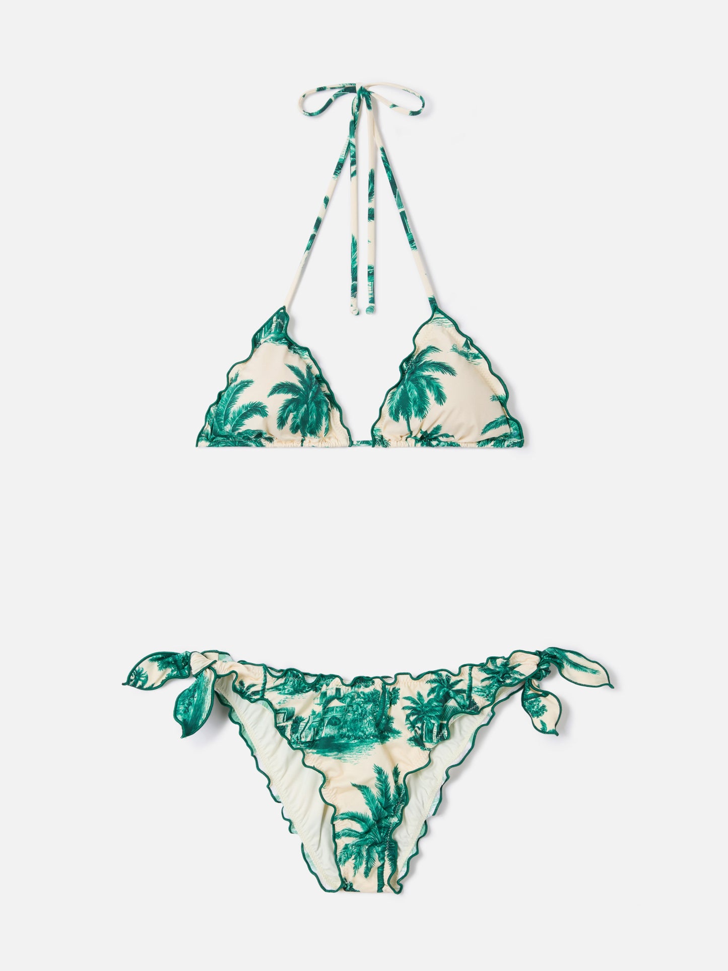 Bikini triangle Sarius avec imprimé toile de Jouy vert | Special Edition 