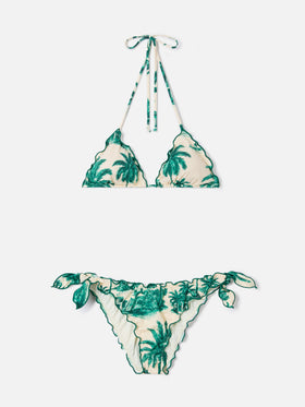 Bikini triangle Sarius avec imprimé toile de Jouy vert | Special Edition 