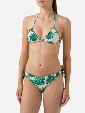 Bikini triangle Sarius avec imprimé toile de Jouy vert | Special Edition 