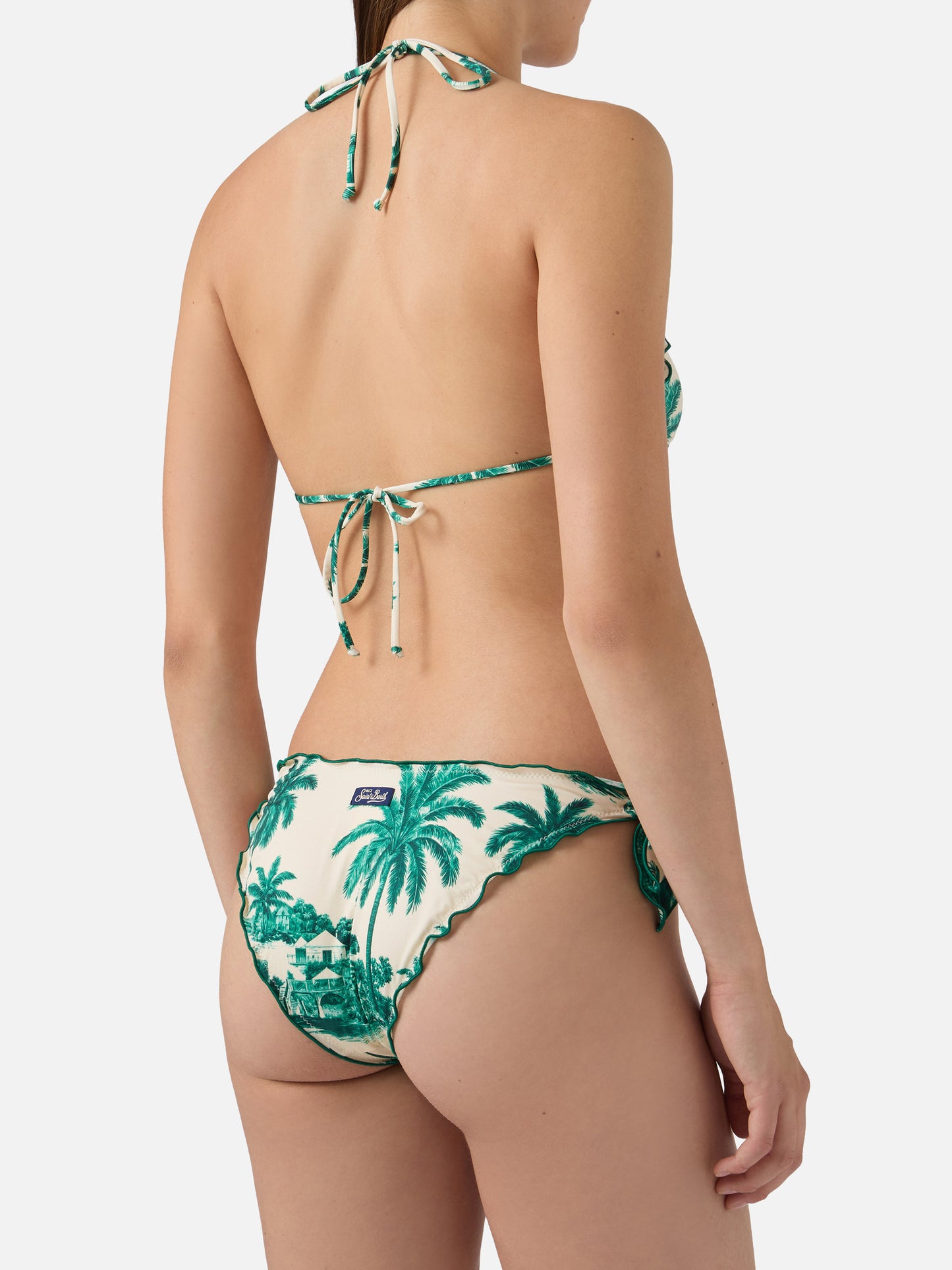 Bikini triangle Sarius avec imprimé toile de Jouy vert | Special Edition 
