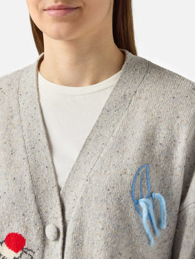 Sasi Strickjacke aus Donegal-Wollmischung mit Titti e Silvestro Jacquardmuster | WARNER BROS. SPECIAL EDITION