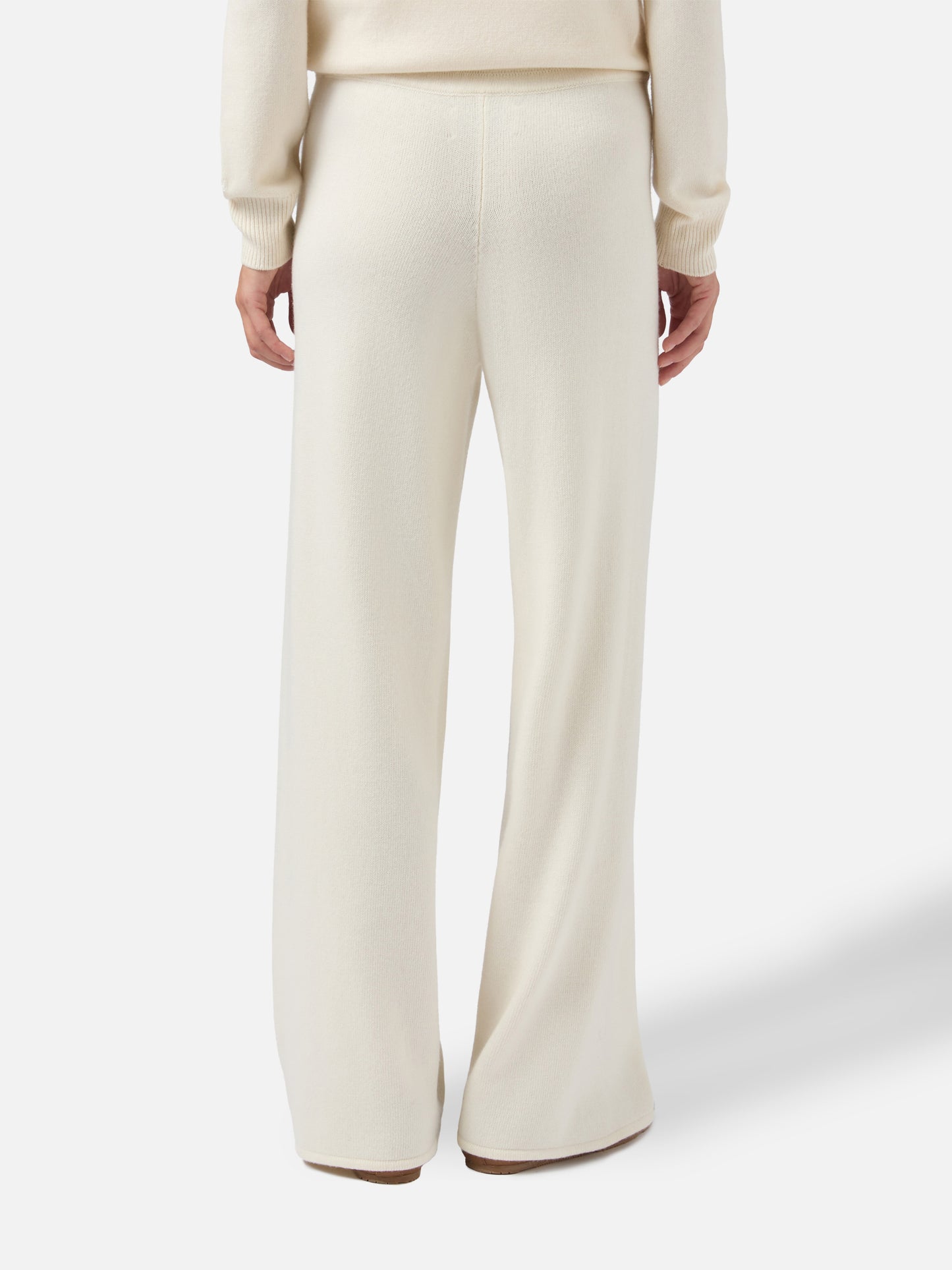 Palazzo-Hose aus cremeweißer Kaschmirmischung für Damen