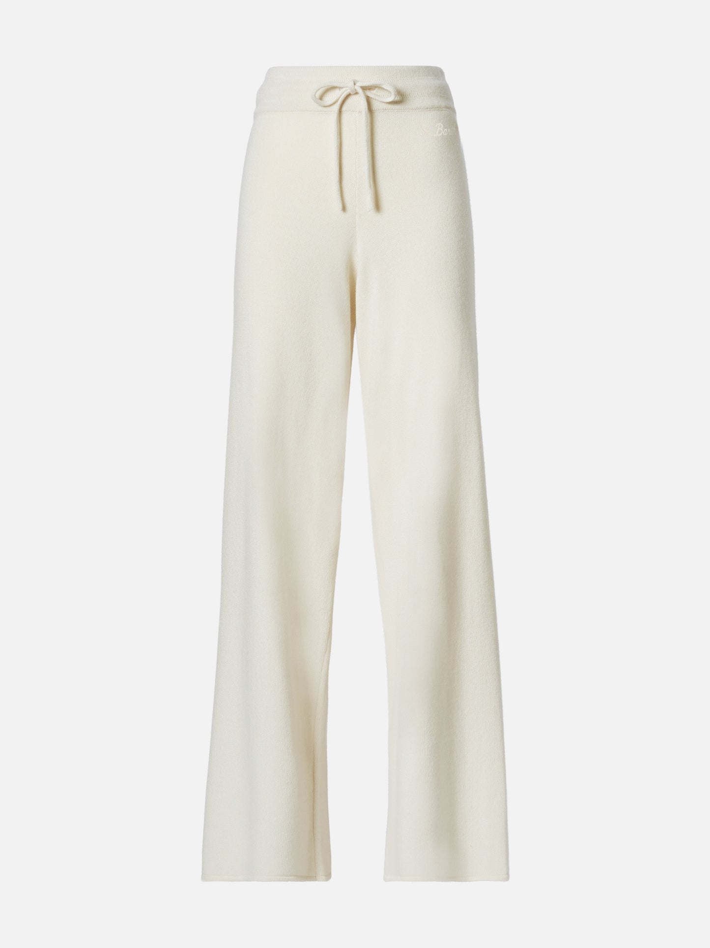 Palazzo-Hose aus cremeweißer Kaschmirmischung für Damen