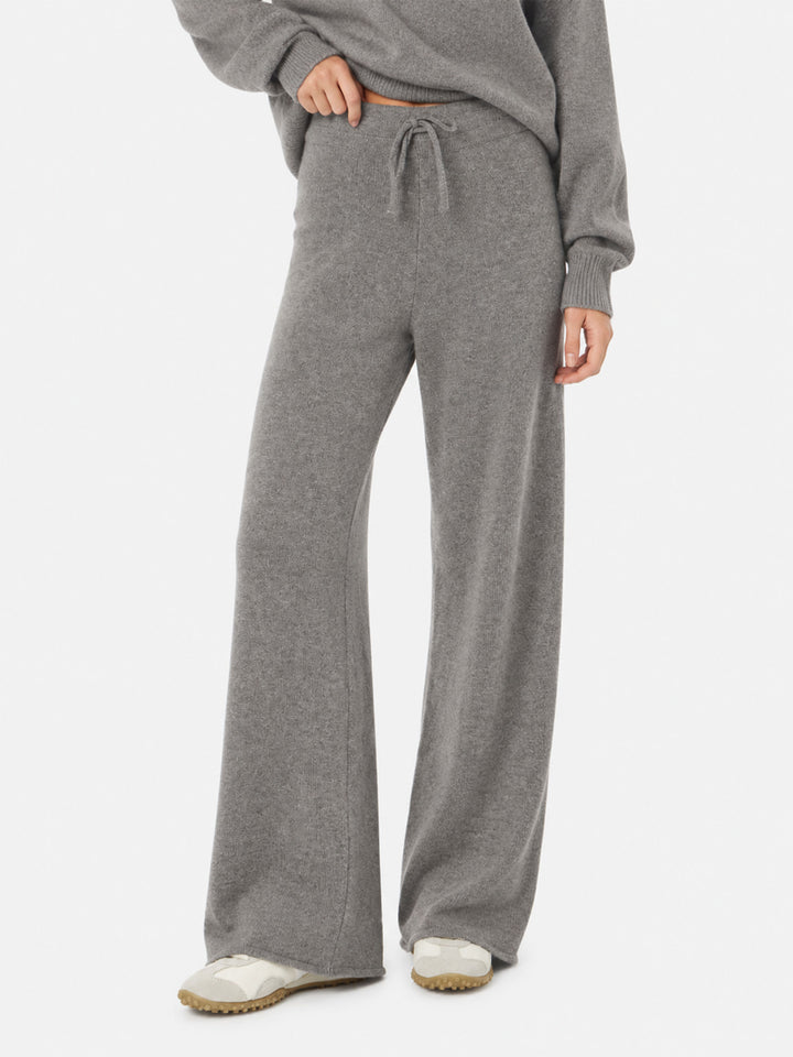 Pantalon palazzo gris en maille 