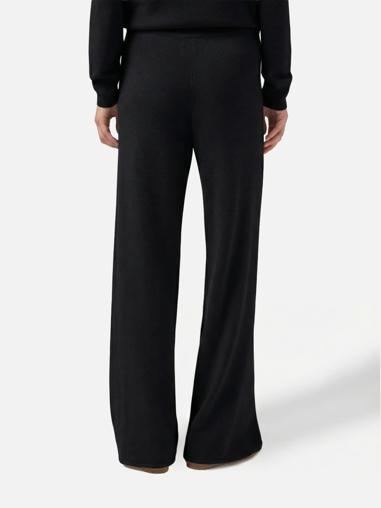 Pantaloni palazzo Savine neri in misto cashmere