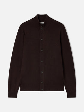 Cardigan Savile in brown Merino