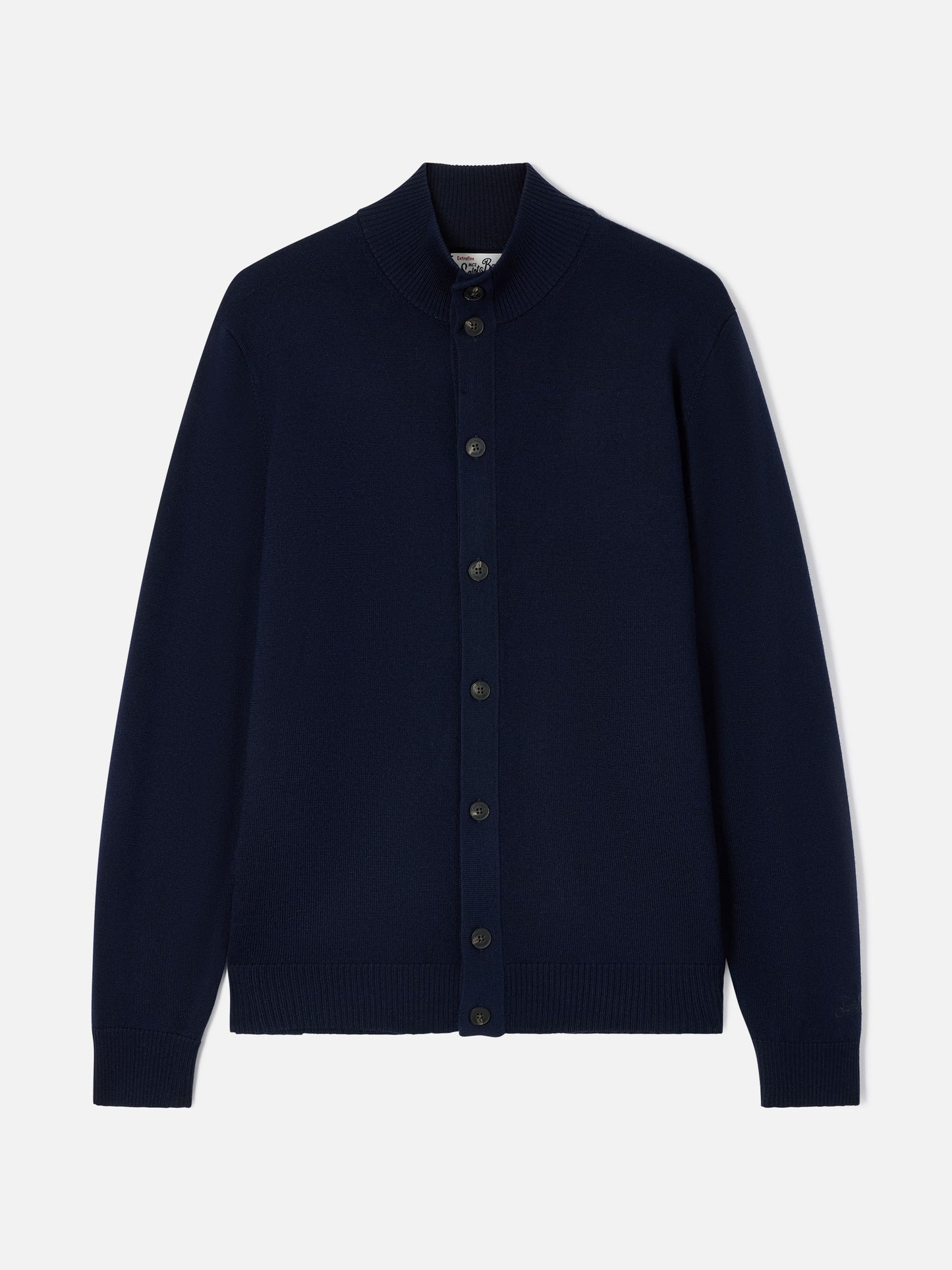 Cardigan Savile in navy blue Merino