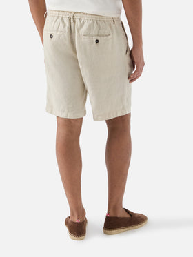 Bermuda Sebastian in puro lino beige