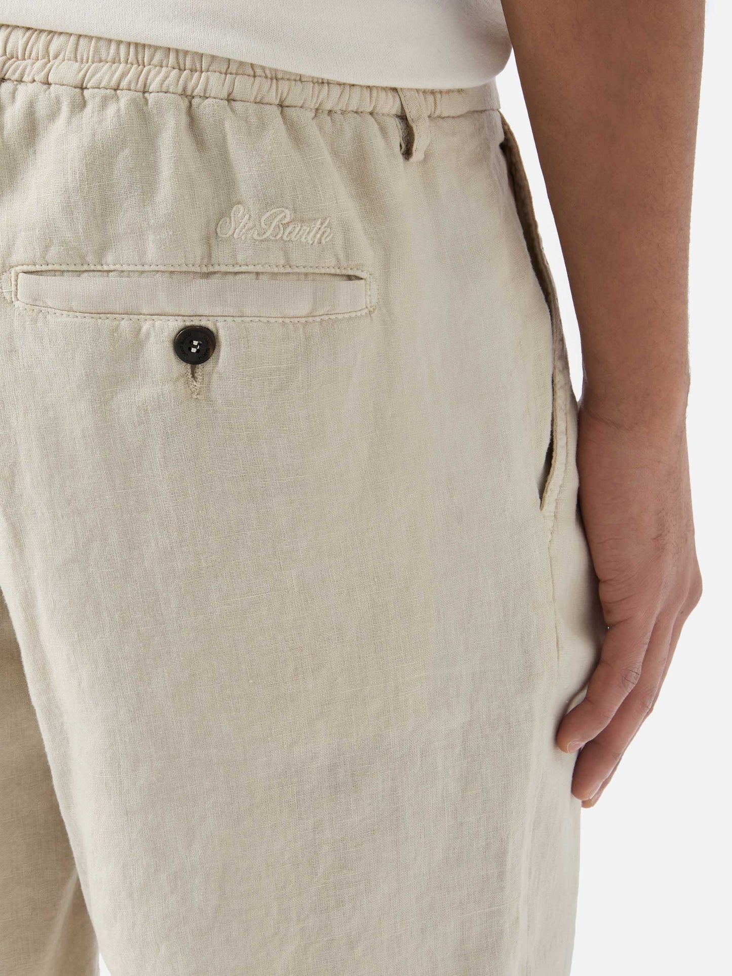 Bermuda Sebastian in puro lino beige