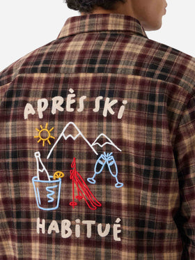 Brown Seefeld flannel shirt with back Après Ski Habitué embroidery