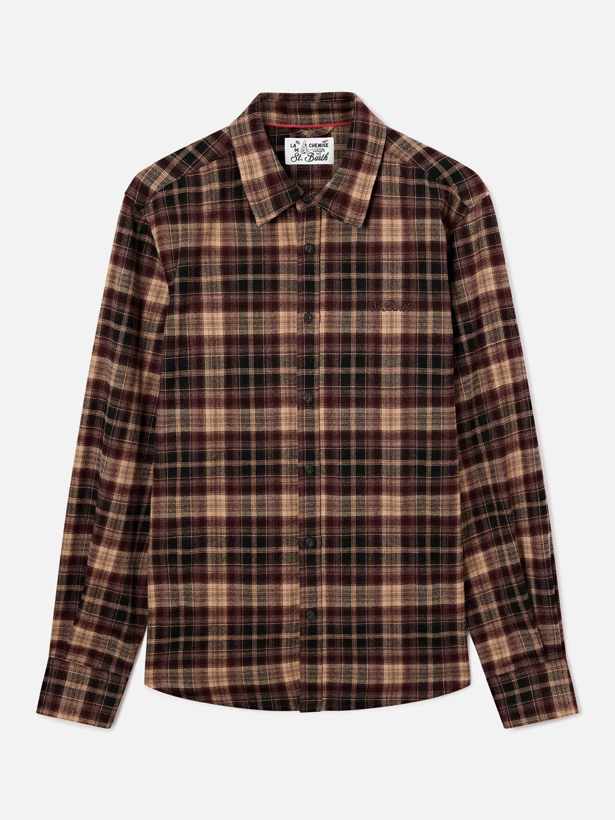 Brown Seefeld flannel shirt with back Après Ski Habitué embroidery