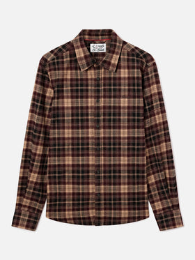 Brown Seefeld flannel shirt with back Après Ski Habitué embroidery