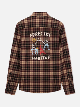 Brown Seefeld flannel shirt with back Après Ski Habitué embroidery