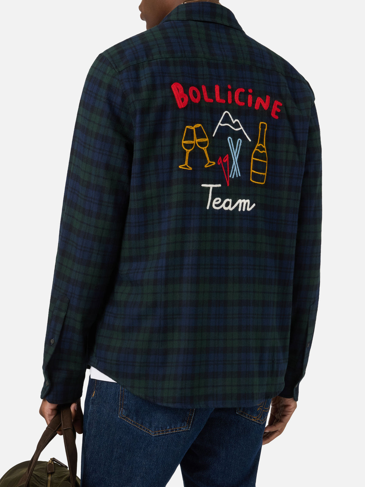 Chemise en flanelle de coton mélangé Green Seefeld avec broderie Bollicine Team 