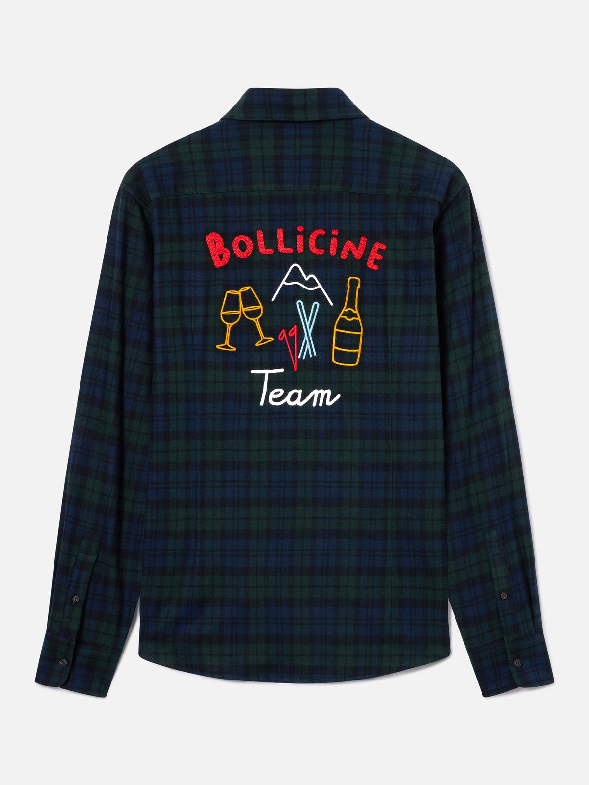 Chemise en flanelle de coton mélangé Green Seefeld avec broderie Bollicine Team 