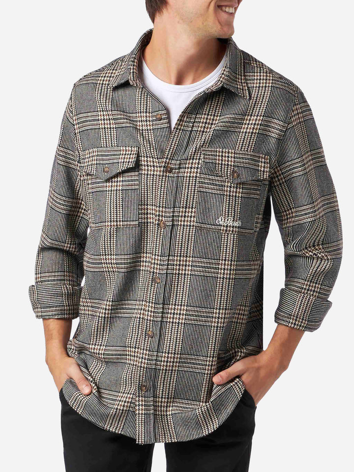 Seiser Prince of Wales wool-blend shirt