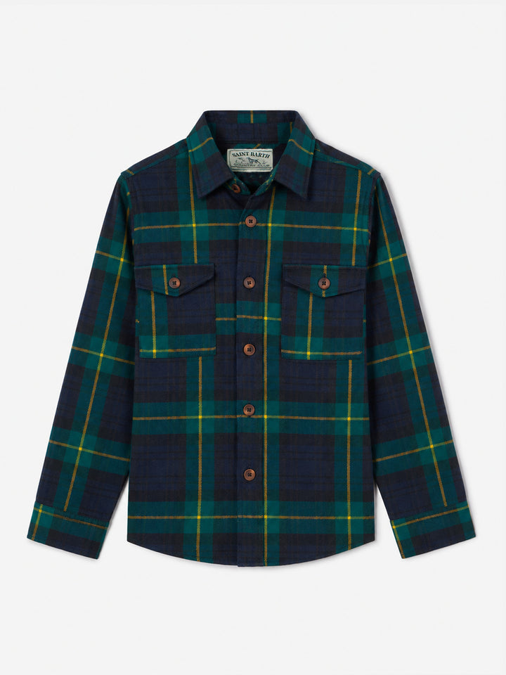 Surchemise garçon en laine bouclée à imprimé tartan 