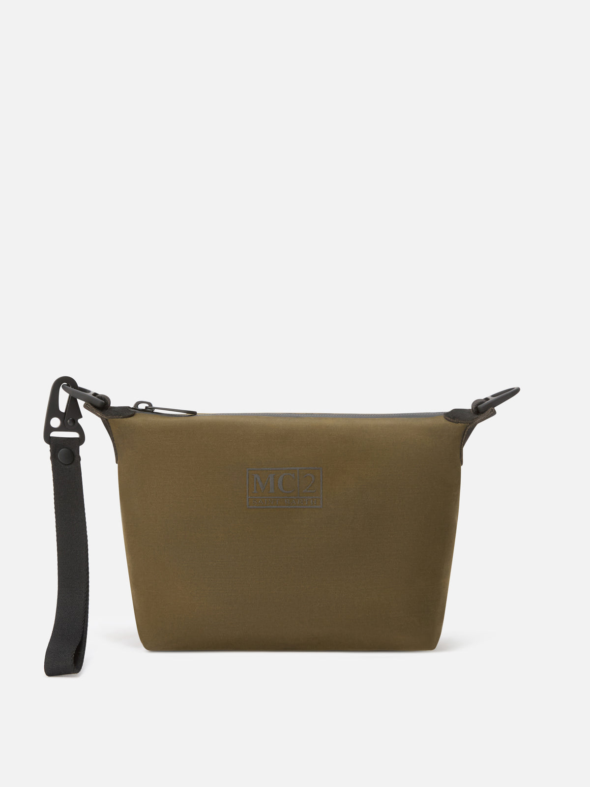Pochette Seamless verde militare in tessuto cerato