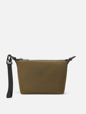 Pochette Seamless verde militare in tessuto cerato