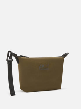 Pochette Seamless verde militare in tessuto cerato