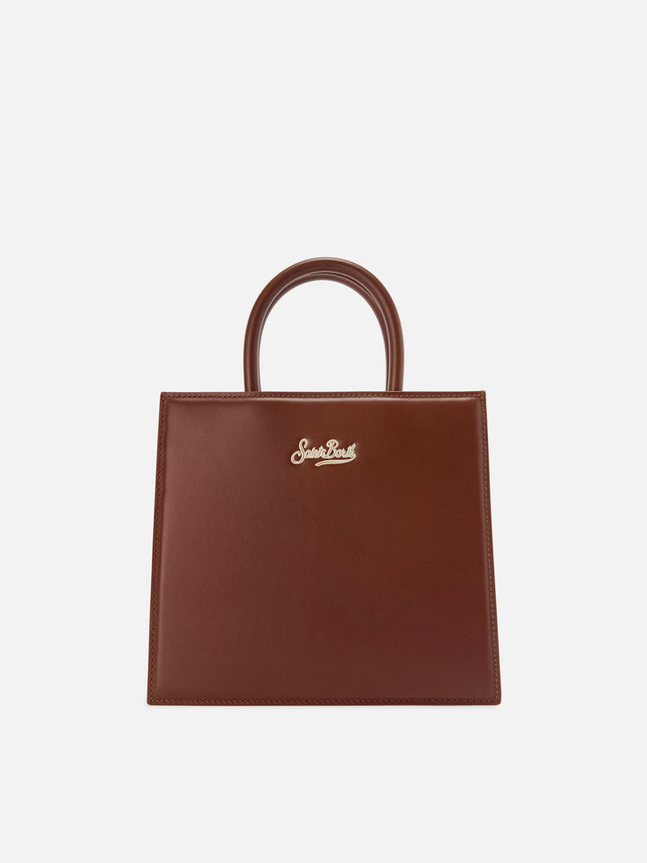 Bolso Shop Bag Midi de piel marrón 