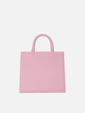 Bolso Structured Shop Midi en piel lisa rosa con etiqueta metálica 