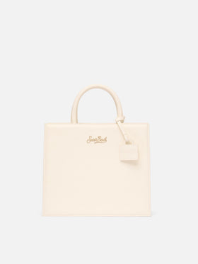 Shop Bag Midi in pelle bianco avorio