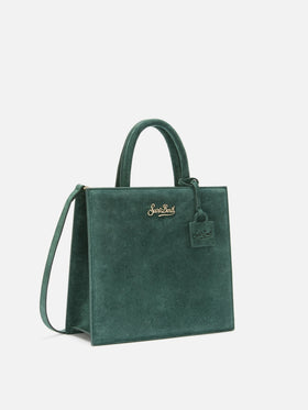 Shop Bag Midi green suede bag