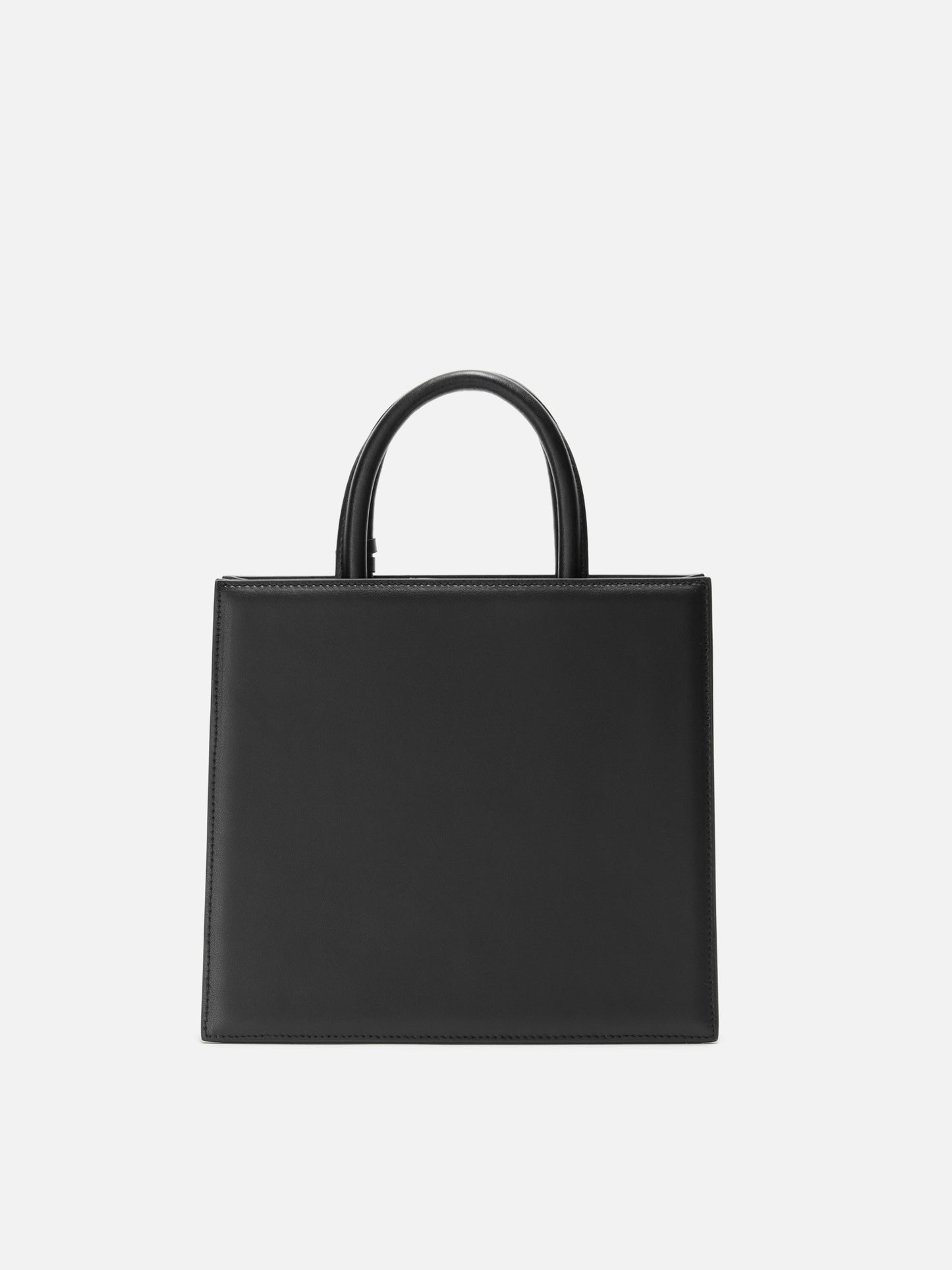 Shop Bag Midi Handtasche aus schwarzem Leder