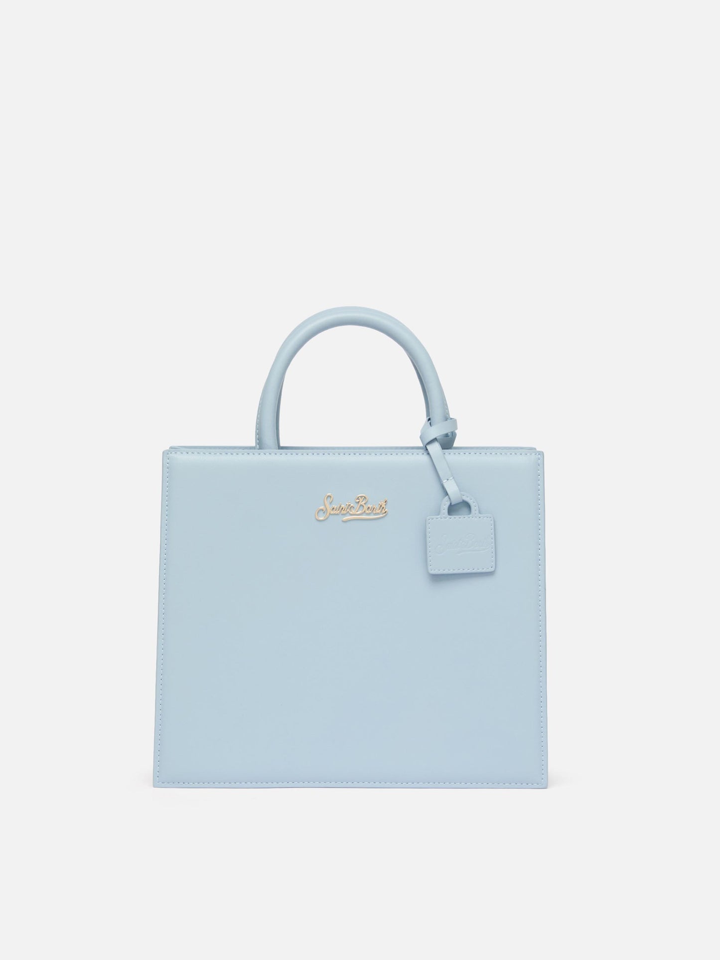 Shop Bag Midi aus hellblauem Leder
