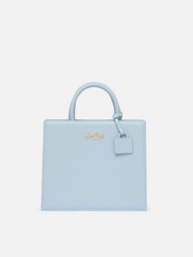 Shop Bag Midi aus hellblauem Leder