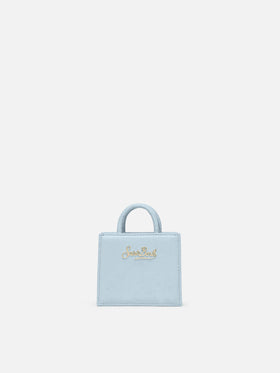 Shop Bag Micro Handtasche aus hellblauem Leder