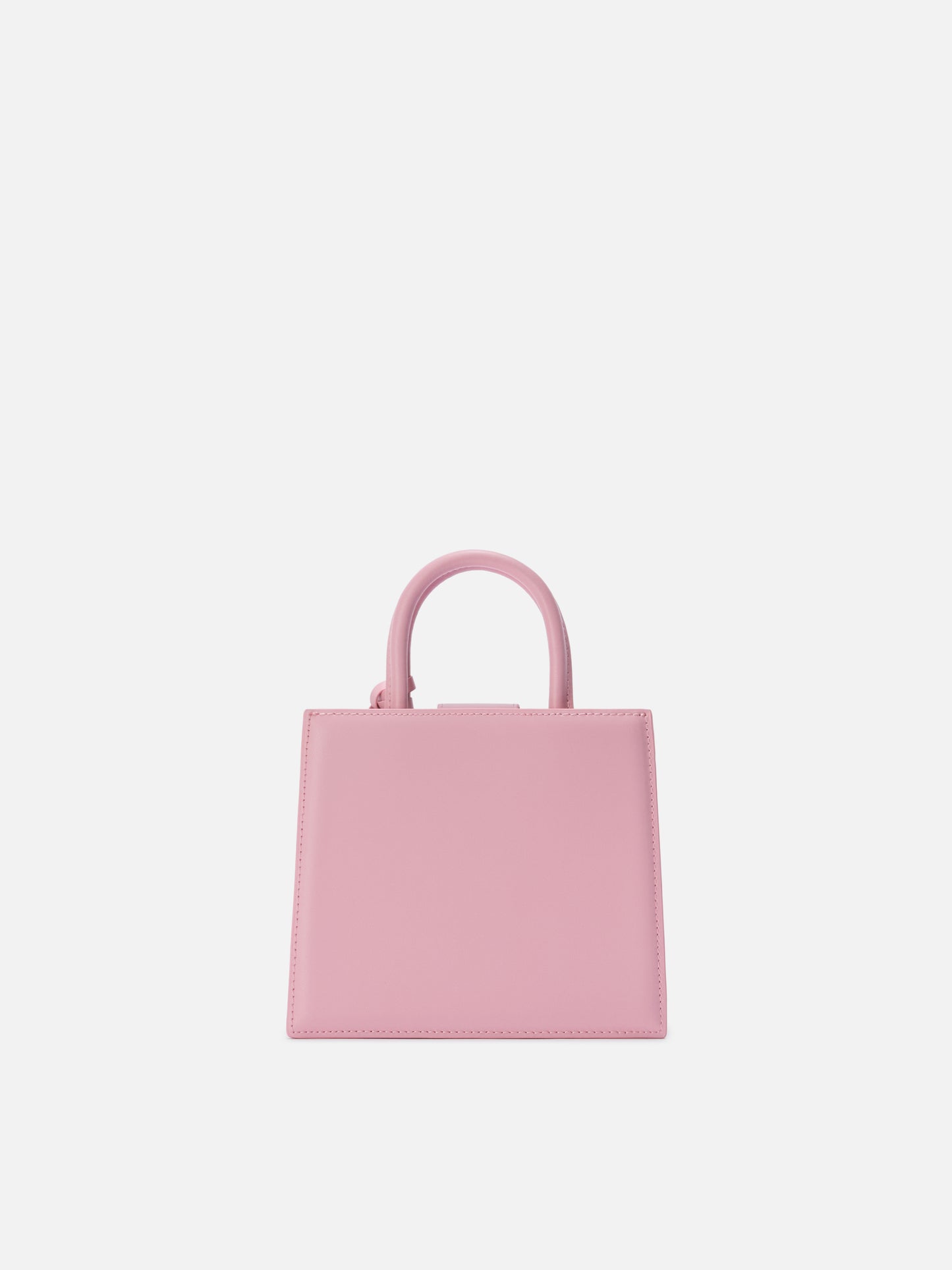 Mini bolso Structured Shop en piel lisa rosa con placa metálica 