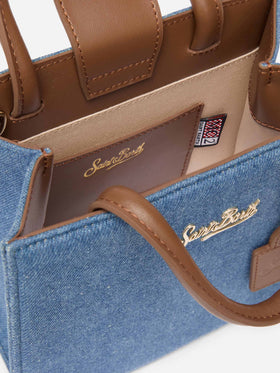 Structured Shop Mini bag in denim with leather details