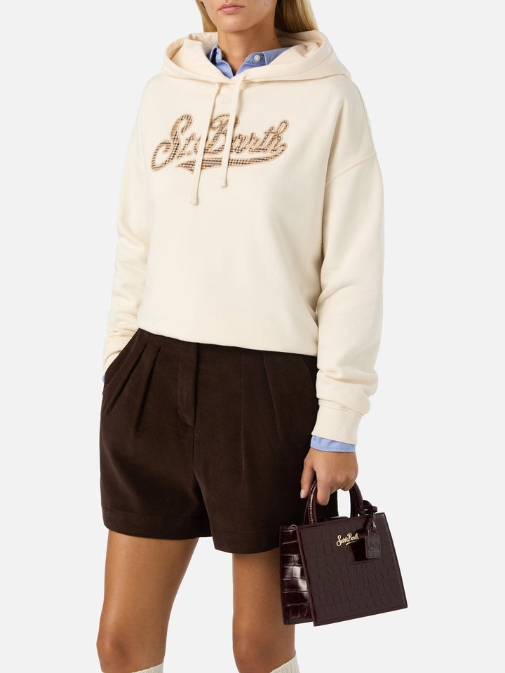 Bordeaux Mini Shop bag in croco print leather