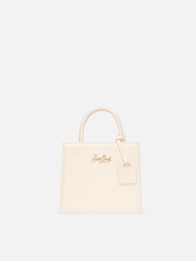 Shopper Bag Mini aus off-whitefarbenem Leder 