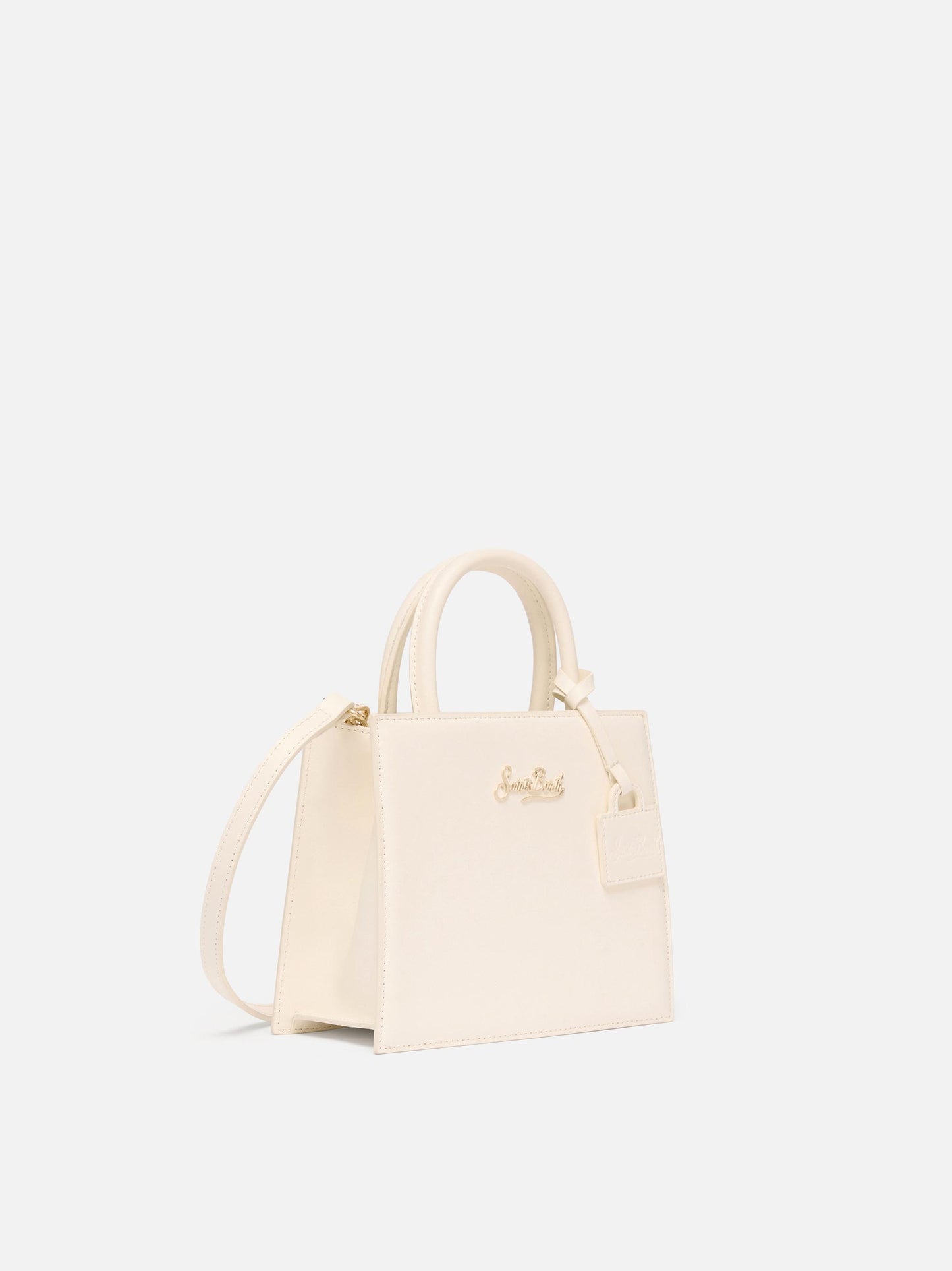 Shopper Bag Mini aus off-whitefarbenem Leder 