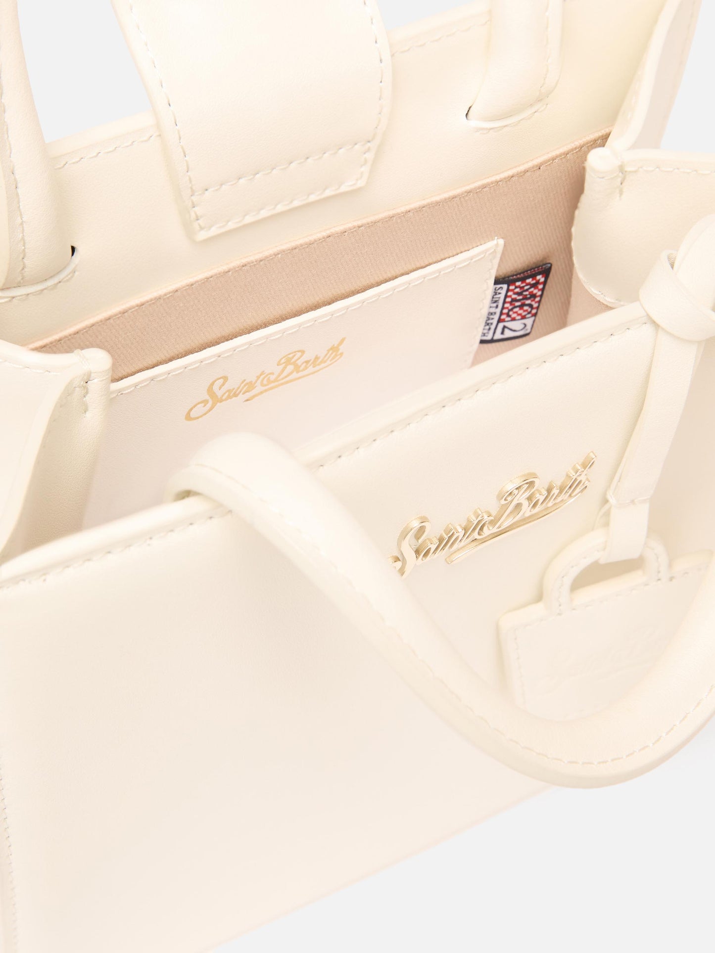 Shopper Bag Mini aus off-whitefarbenem Leder 