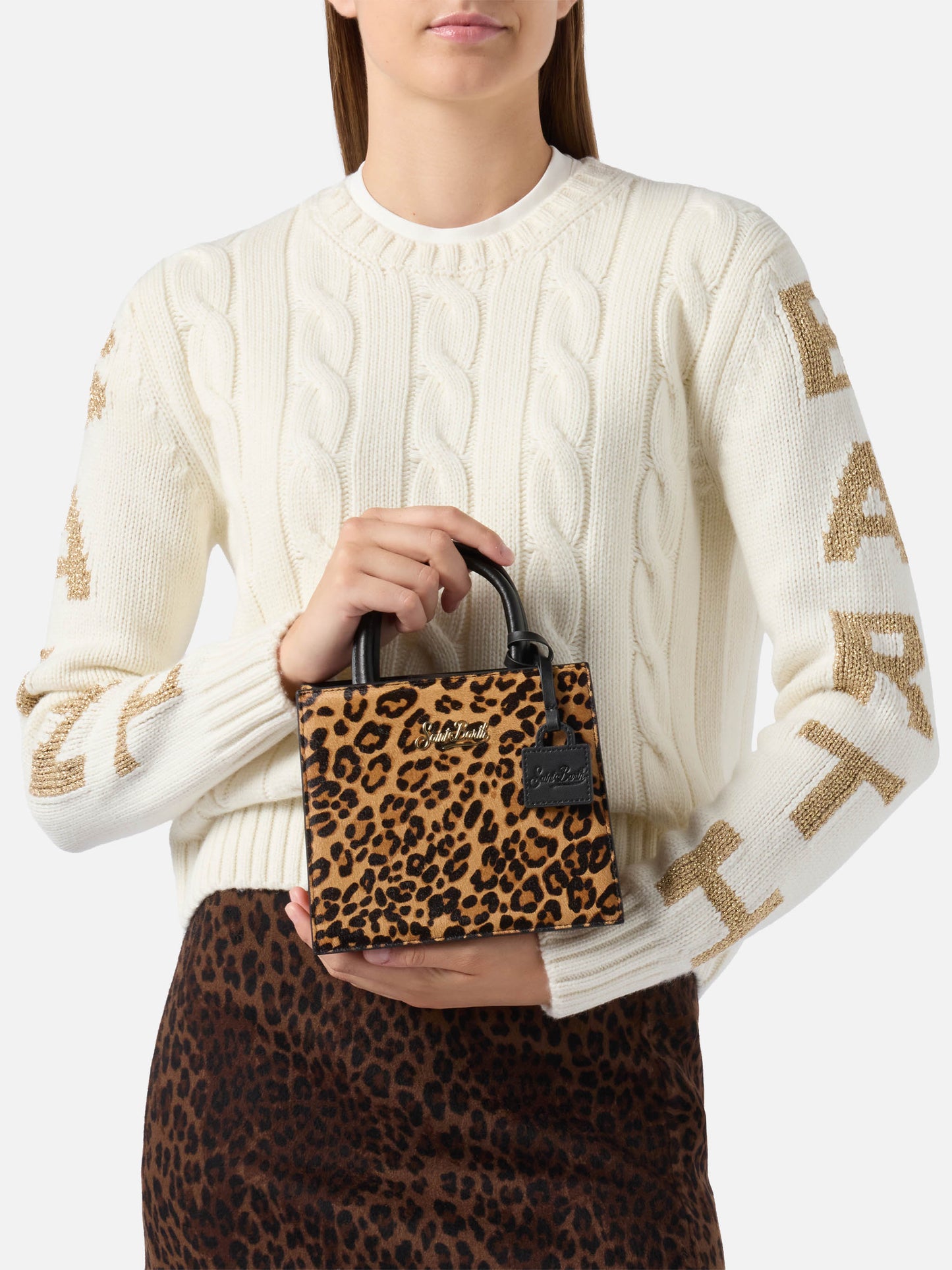 Shop Bag Mini aus Leopardenmuster-Ponyleder