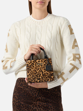 Shop Bag Mini aus Leopardenmuster-Ponyleder