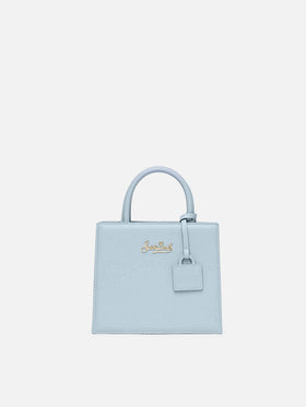 Shop Bag Mini aus hellblauem Leder