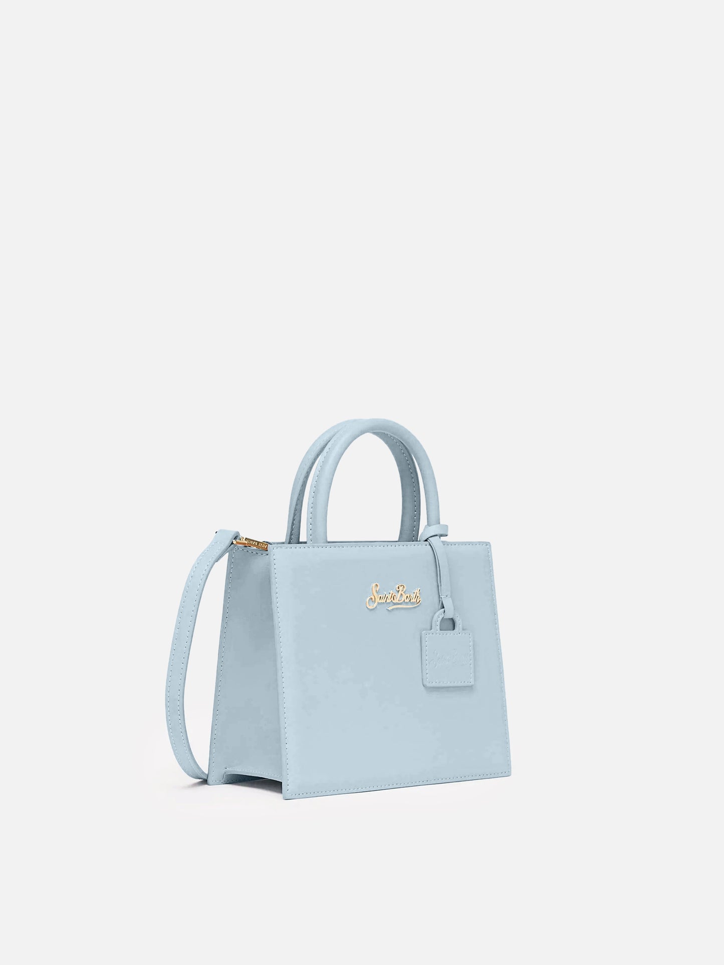 Shop Bag Mini aus hellblauem Leder